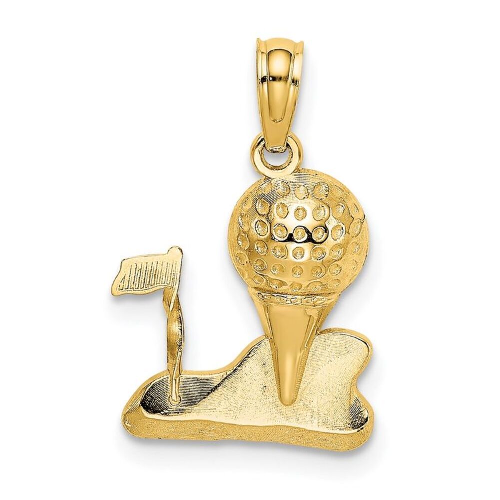 14k Yellow Gold Solid Polished Golfing Charm - image 1